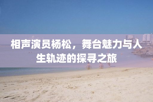 相声演员杨松，舞台魅力与人生轨迹的探寻之旅
