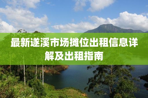 最新遂溪市场摊位出租信息详解及出租指南