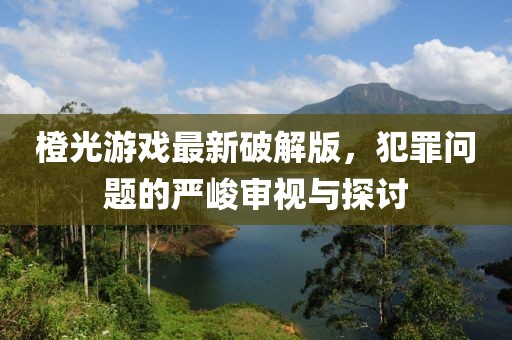 橙光游戏最新破解版，犯罪问题的严峻审视与探讨