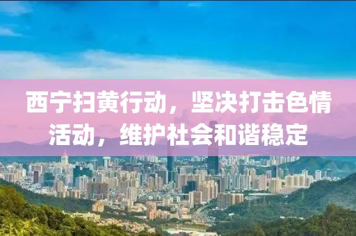 西宁扫黄行动，坚决打击色情活动，维护社会和谐稳定