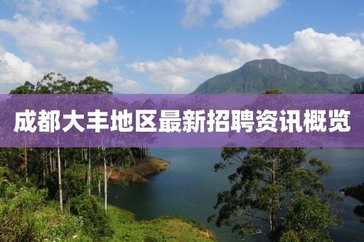 成都大丰地区最新招聘资讯概览