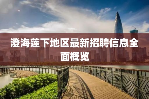 澄海莲下地区最新招聘信息全面概览