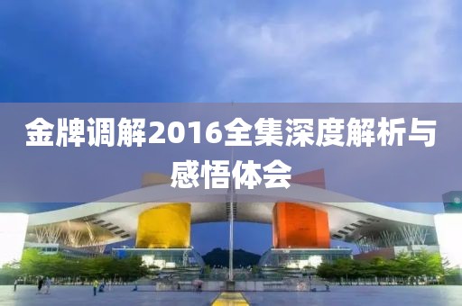 金牌调解2016全集深度解析与感悟体会