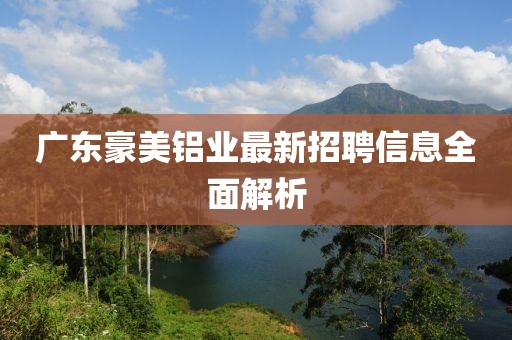 广东豪美铝业最新招聘信息全面解析