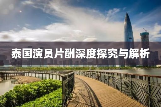 泰国演员片酬深度探究与解析