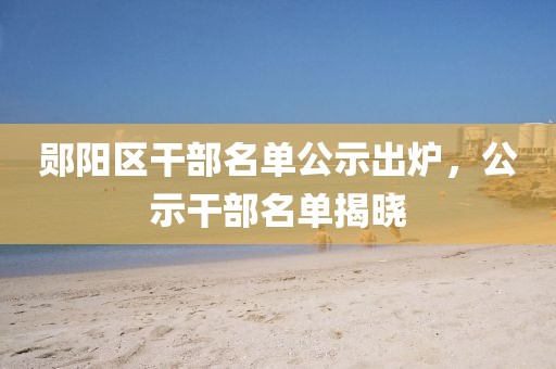 郧阳区干部名单公示出炉，公示干部名单揭晓