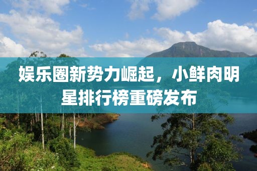 娱乐圈新势力崛起，小鲜肉明星排行榜重磅发布