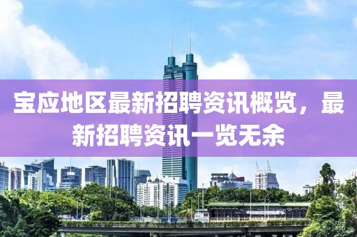 宝应地区最新招聘资讯概览，最新招聘资讯一览无余