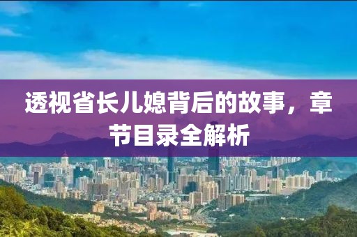 透视省长儿媳背后的故事，章节目录全解析