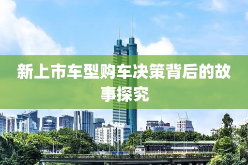 新上市车型购车决策背后的故事探究