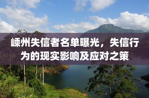 嵊州失信者名单曝光，失信行为的现实影响及应对之策