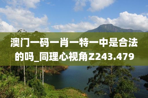 澳门一码一肖一特一中是合法的吗_同理心视角Z243.479