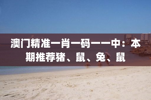 澳门精准一肖一码一一中：本期推荐猪、鼠、兔、鼠