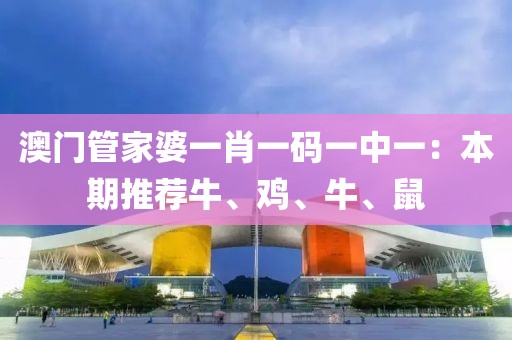 澳门管家婆一肖一码一中一：本期推荐牛、鸡、牛、鼠
