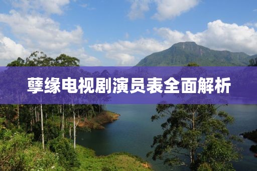 孽缘电视剧演员表全面解析