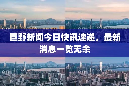 巨野新闻今日快讯速递，最新消息一览无余
